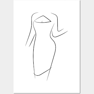 WOMAN IN A DRESS Minimalist Hand Drawn Design Posters and Art